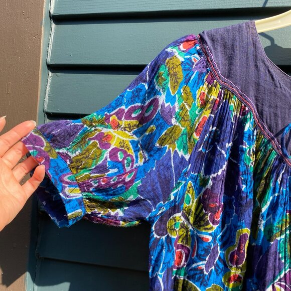 Vintage Butterfly Print Peasant Blouse Size Small - Picture 3 of 5